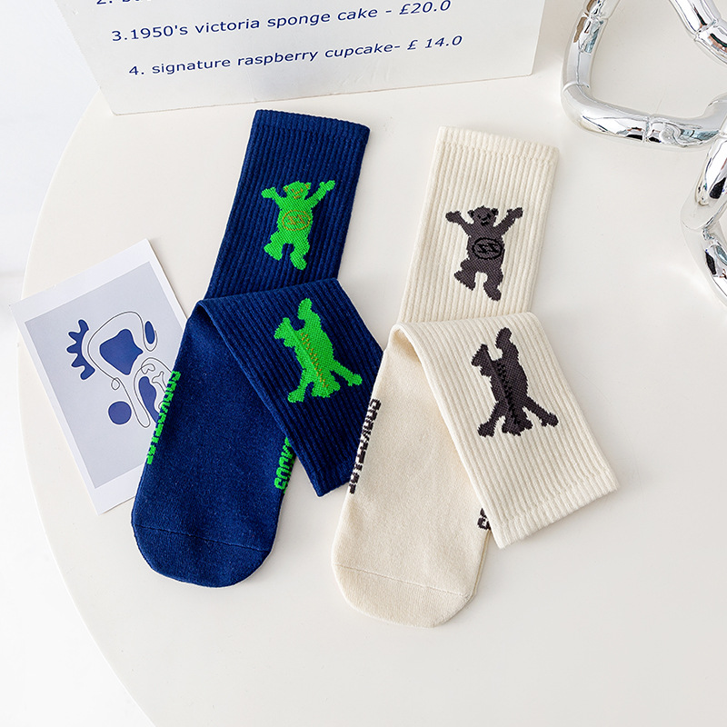 Unisex Casual Letter Bear Cotton Crew Socks A Pair display picture 5