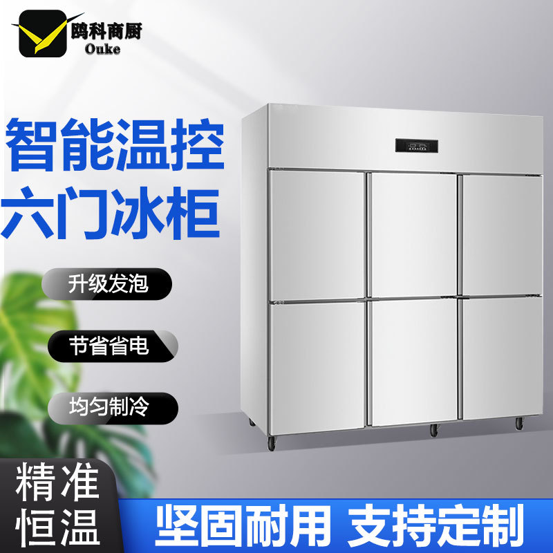Six-Door Refrigerator Commercial Kitchen Freezer Large Capacity Hotel 6 Four-Door Vertical Refrigeration and Freezing Integrated Display Cabinet