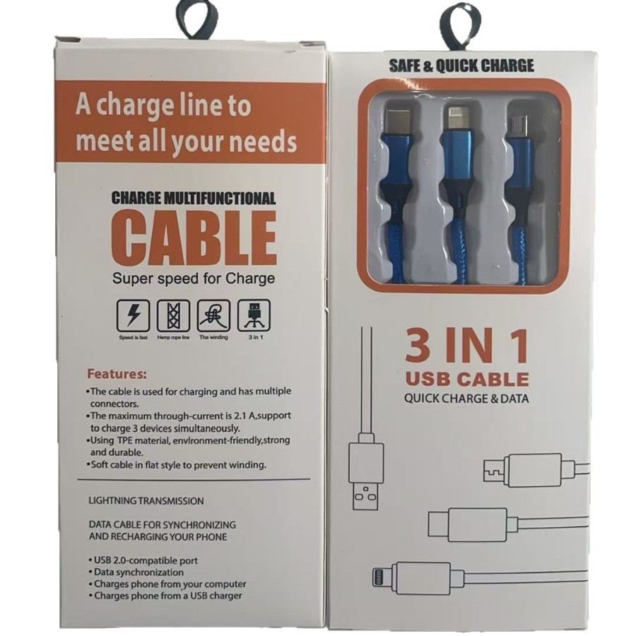 Streamer de uno a tres cable de datos LED de luz suave de tres en uno de múltiples cabezales teléfono móvil fresco carga rápida cable de carga empuje regalo