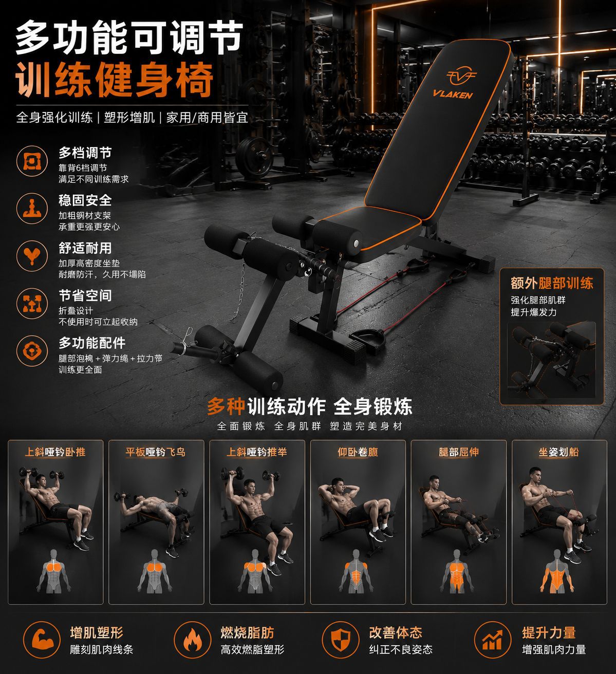 Taburete de fitness profesional, silla romana, silla de entrenamiento, taburete pastoral, silla de empuje vertical multifuncional.
