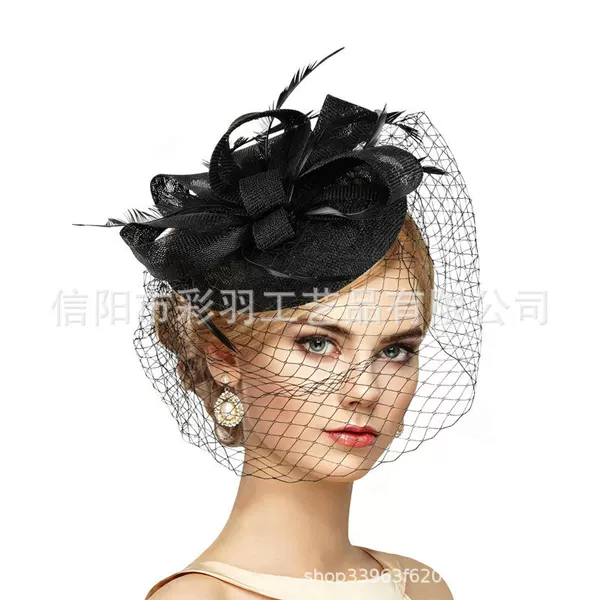 Amazon AliExpress Bridal Feather Headpiece Fascinator Horse Racing Festival Stage Performance Vintage Small Hat Hair Accessory Wholesale