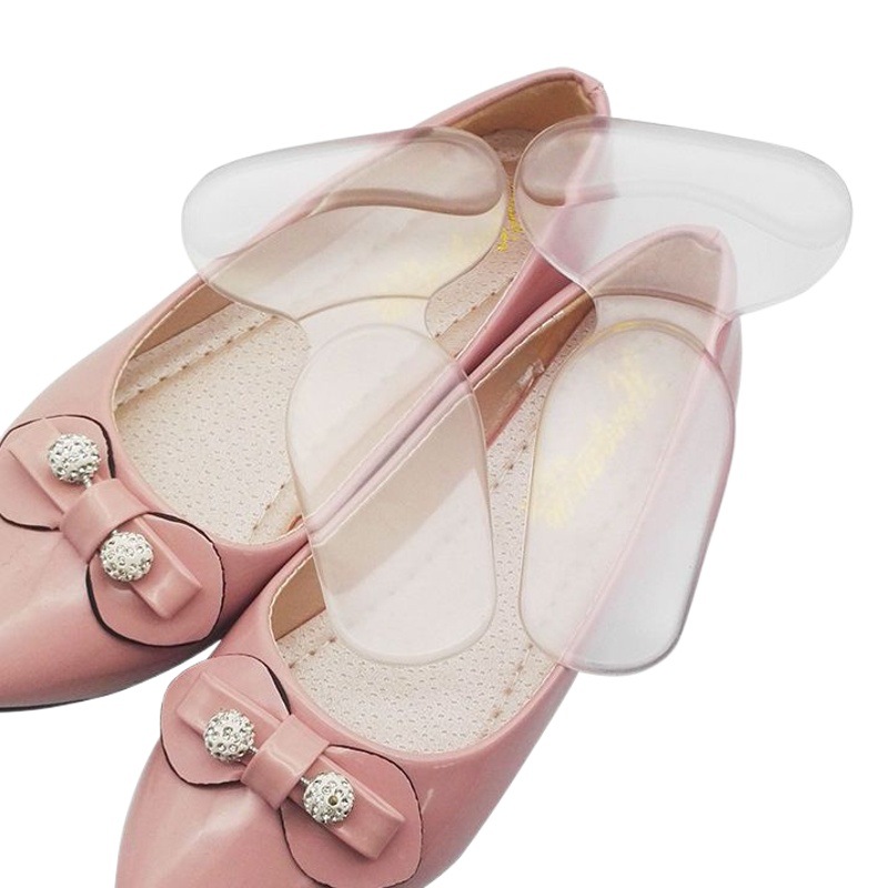 Al por mayor: zapatos de tacón alto, zapatos de cuero, almohadillas de silicona transparentes antideslizantes para el talón para mujer, plantillas de media talla engrosadas antideslizantes 2 en 1 para verano