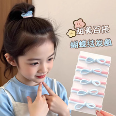 儿童双层蝴蝶结发圈女宝宝不伤发拼色头绳糖果色高弹力无接缝皮筋