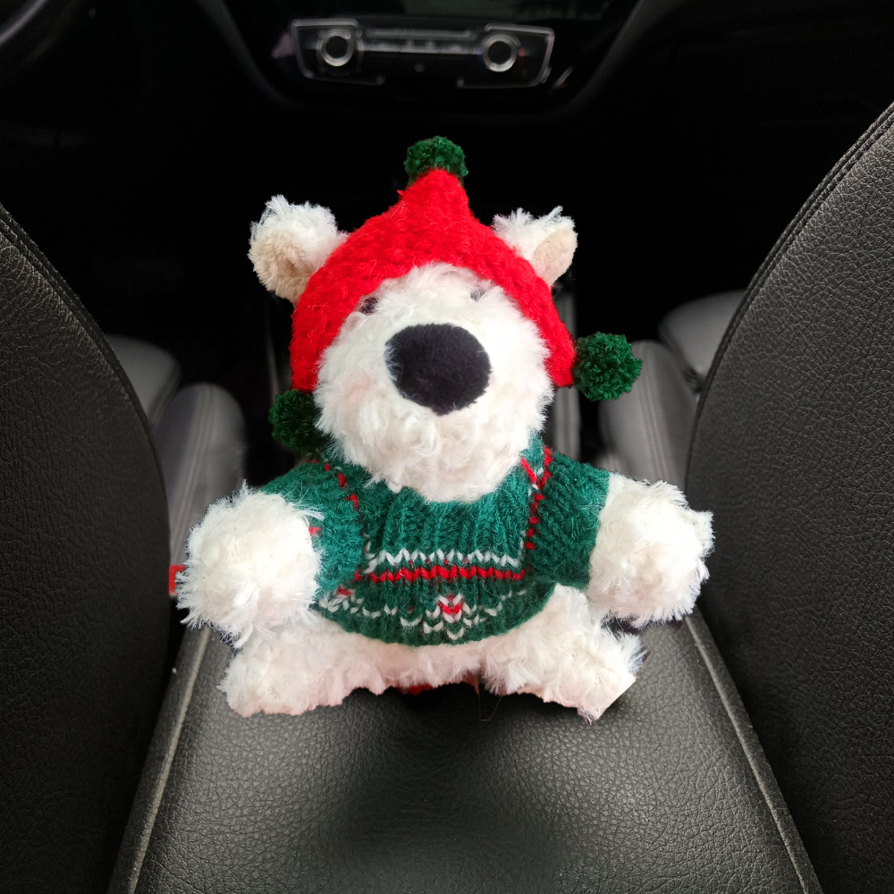 [Edición especial de Navidad] Decoración de coche de West Highland, accesorios de coche, pantalla de control central, decoración de pantalla de muñeca de fiesta