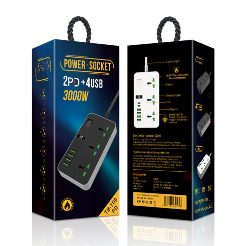 Cross-border high-power USB strip plug home plug with multiple USB ports overcurrent protection multifunction plug power strip adapter