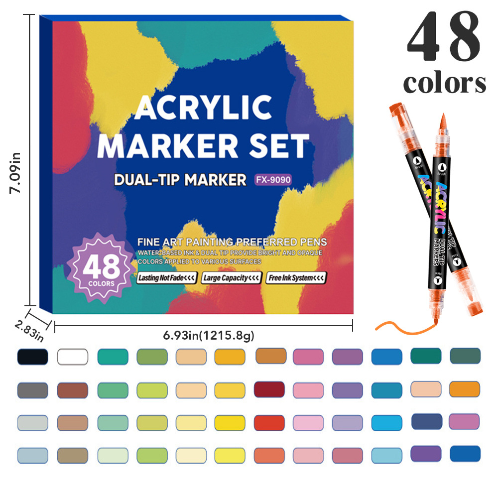 Transfronterizos de venta caliente blando y duro doble cabeza líquido directo acrílico marcador de pluma de color grande conjunto de estudiantes de pintura de arte marcador