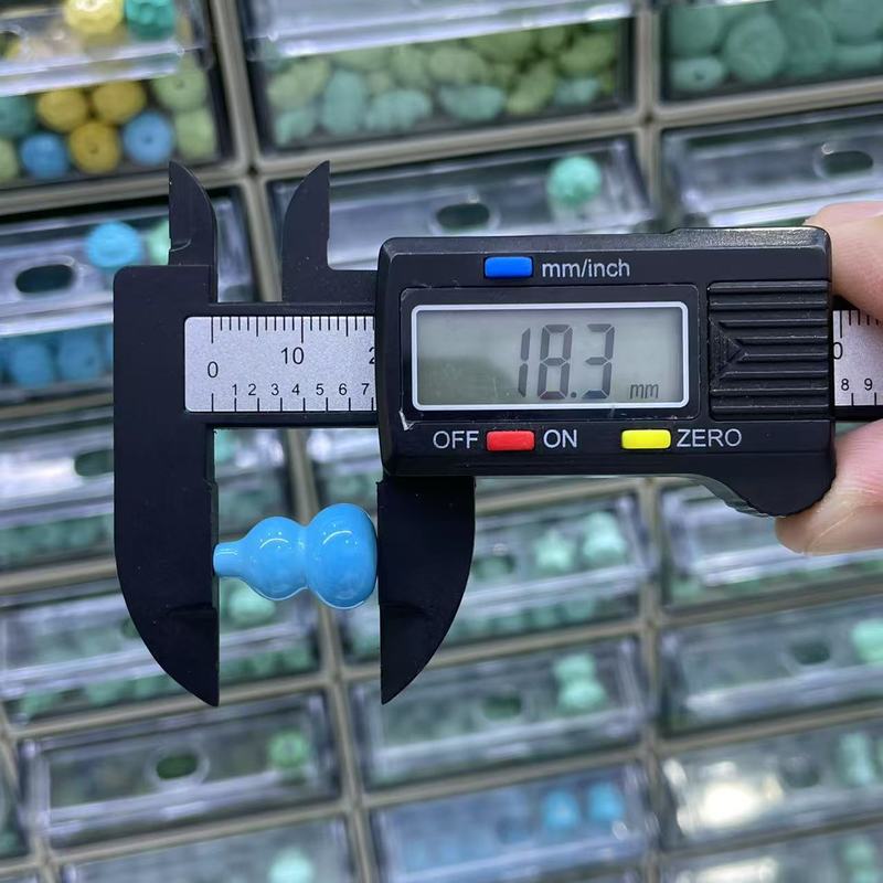 菱镁矿仿松石雕刻葫芦吊坠黄绿色配饰散珠天地孔配珠diy隔珠材料|undefined