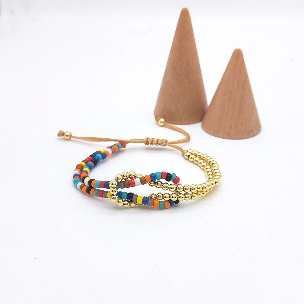 Bracelets Classification rope Chain Material Casual Elegant Lady Geometric Glass Copper Beaded Chain Beaded Bracelets Wholesale
