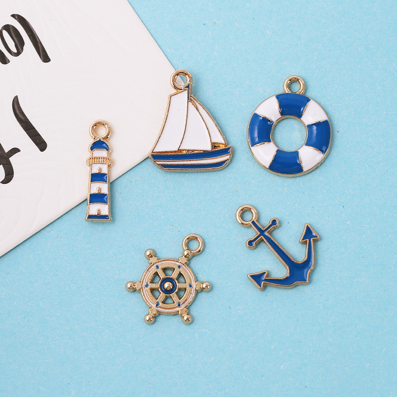 cross-border alloy oil drop marine anchor lifebuoy sailing cartoon accessories diy earrings bracelet pendant accessories cross-border alloy oil drop marine anchor lifebuoy sailing cartoon accessories diy earrings bracelet pendant accessories