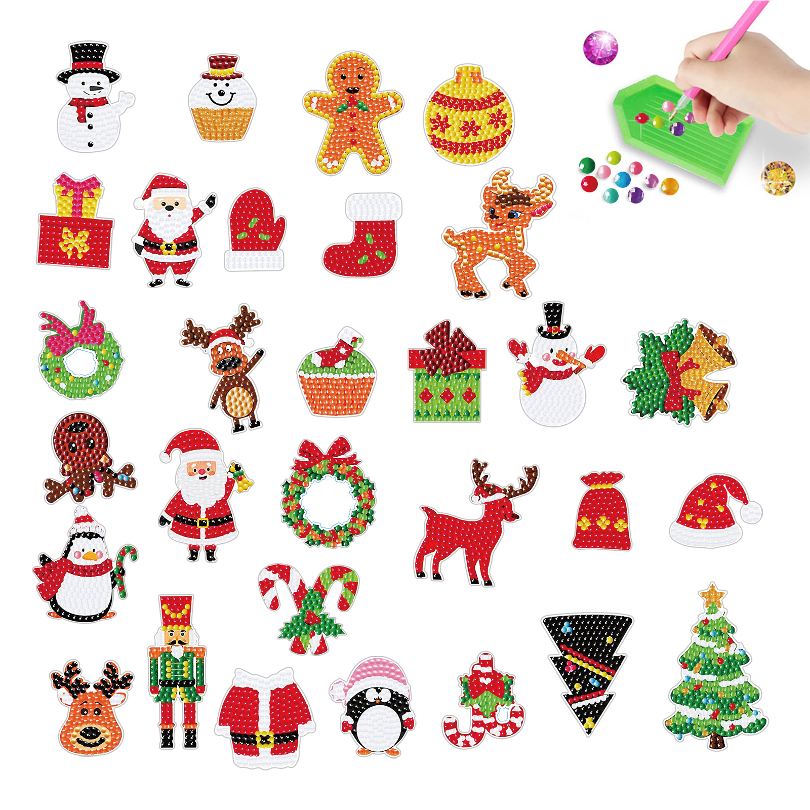 Christmas diamond painting random stickers DIY brick and stone painting wall stickers children's handmade stickers stickers round diamond_voghion.com