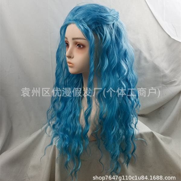 Cross-border Vampire Descendants 4 wig, Descendants 5 Princess Rebel Alliance wig, Little Blue COS wig