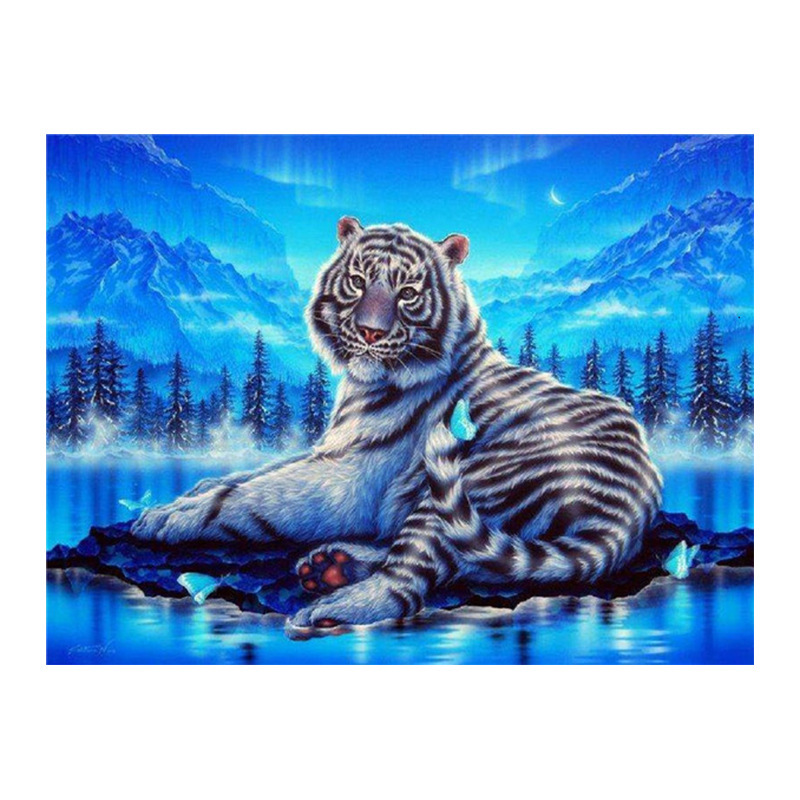 动物5d钻石画2021新款卧室小幅贴钻十字绣可爱老虎钻石绣满钻生肖