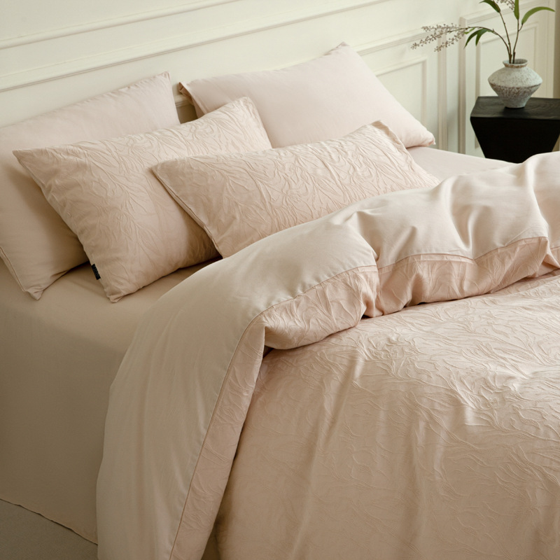 Cama de algodón de lana larga de Xinjiang de clase A de grado materno y infantil, cuatro piezas, 100% algodón único, 60 s, algodón teñido Jacquard, cubierta