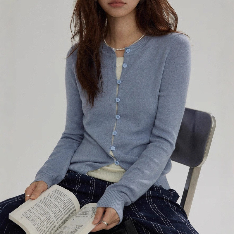 Joli Chose Wool Fake Two-Piece Design Knitted Sweater Women's Autum Slimming Look Niche Top