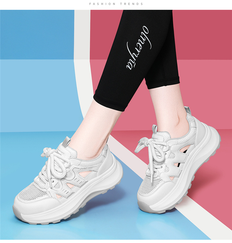 Giày sneaker nữ đế dày da thật thoáng khí kiểu dáng xu hướng mùa hè 2026, dép quai hậu khoét lỗ — 7218 mét xám, Màu mơ 7218 chi tiết 6