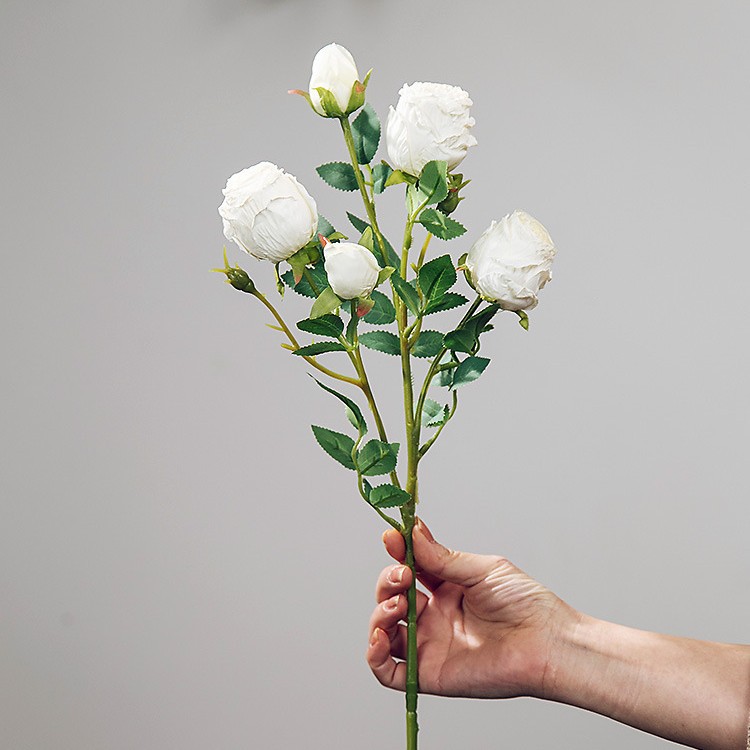 Flores de simulación 5 flores de seda retro rosa de borde focal decoración de boda flores falsas ramo de flores secas diseño de alto nivel