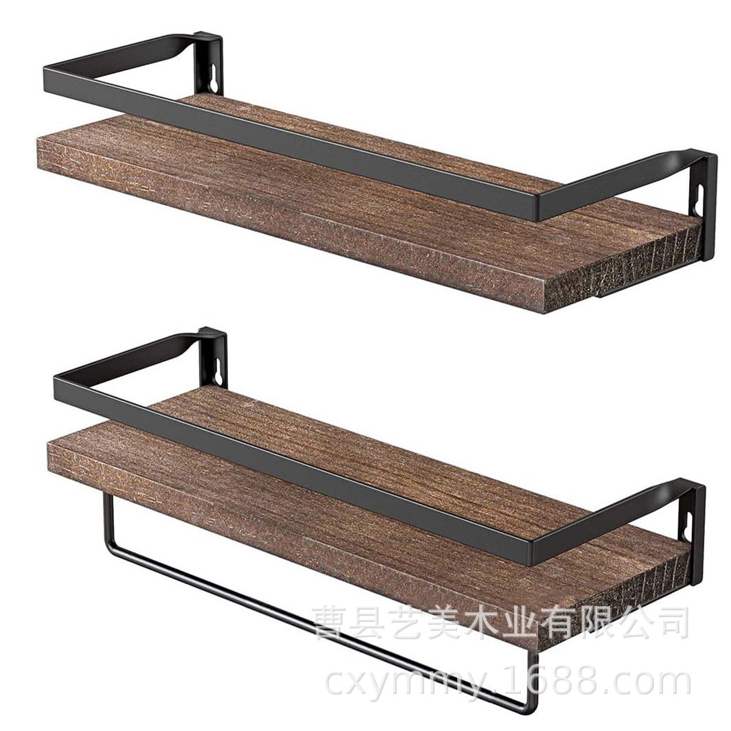 Rack de almacenamiento de pared baño cocina rack de almacenamiento de pared de madera maciza partición flotante hierro colgante de pared suspensión rack