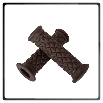Tpu Diamond-Shaped Retro Handlebar | Motorcycle Handle Cover - 22mm-dark-brown