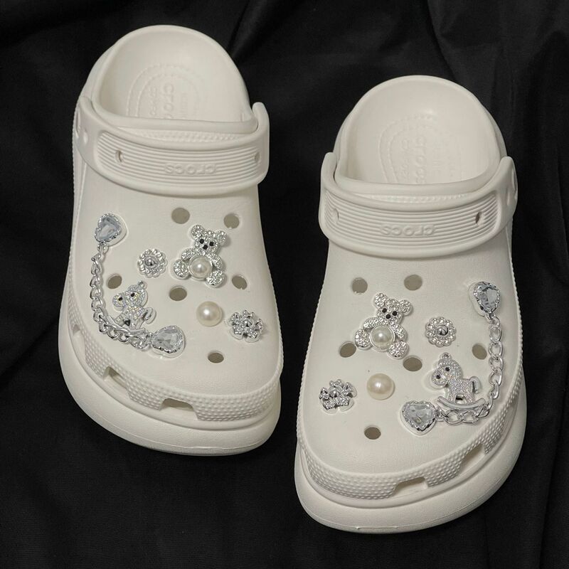 Carousel Shoe Charms Crocs Shoe Accessories Silver Bear Decoration Shoe Flower Jibbitz Detachable Decorations