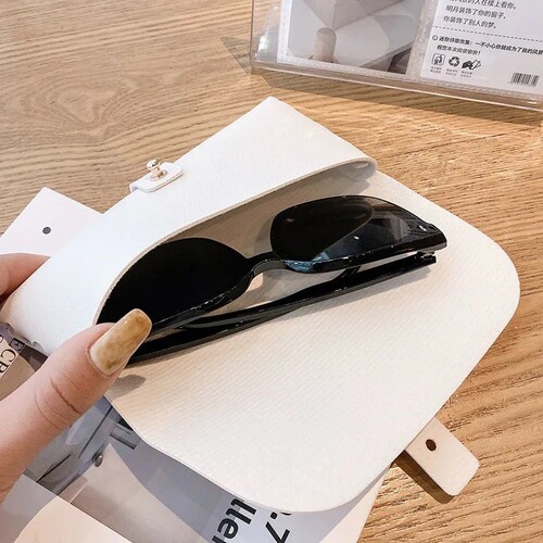 New Color Leather Button Eyeglass Case, Sunglasses and Regular Glasses Bag, Outdoor Pocket Portable Eyeglass Storage Box