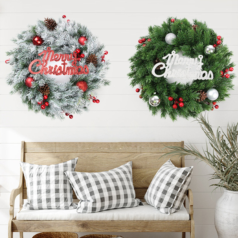 Venta al por mayor Amazon Comercio exterior guirnalda de Navidad 35cm puerta colgante ratán anillo adornos Navidad decoración simulación guirnalda