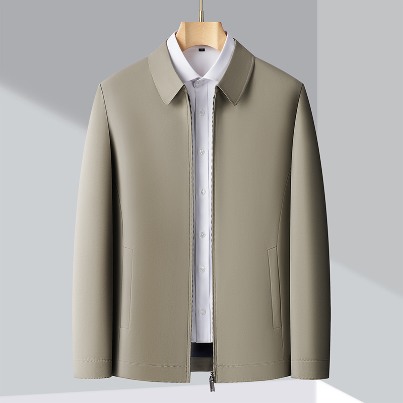 Brand Mulberry Silk Men's Jacket 2024 Autumn/Winter Business Casual Turn-Down Collar Dad's Coat Non-Iron Men's Jacket