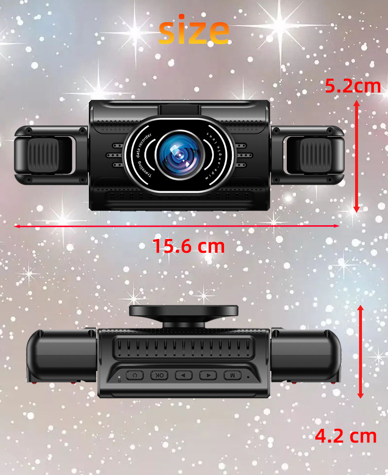 Cross-border high-definition 4-camera dashcam with interior and exterior, front, rear, left, and right panoramic views, with WiFi and car reversing camera
