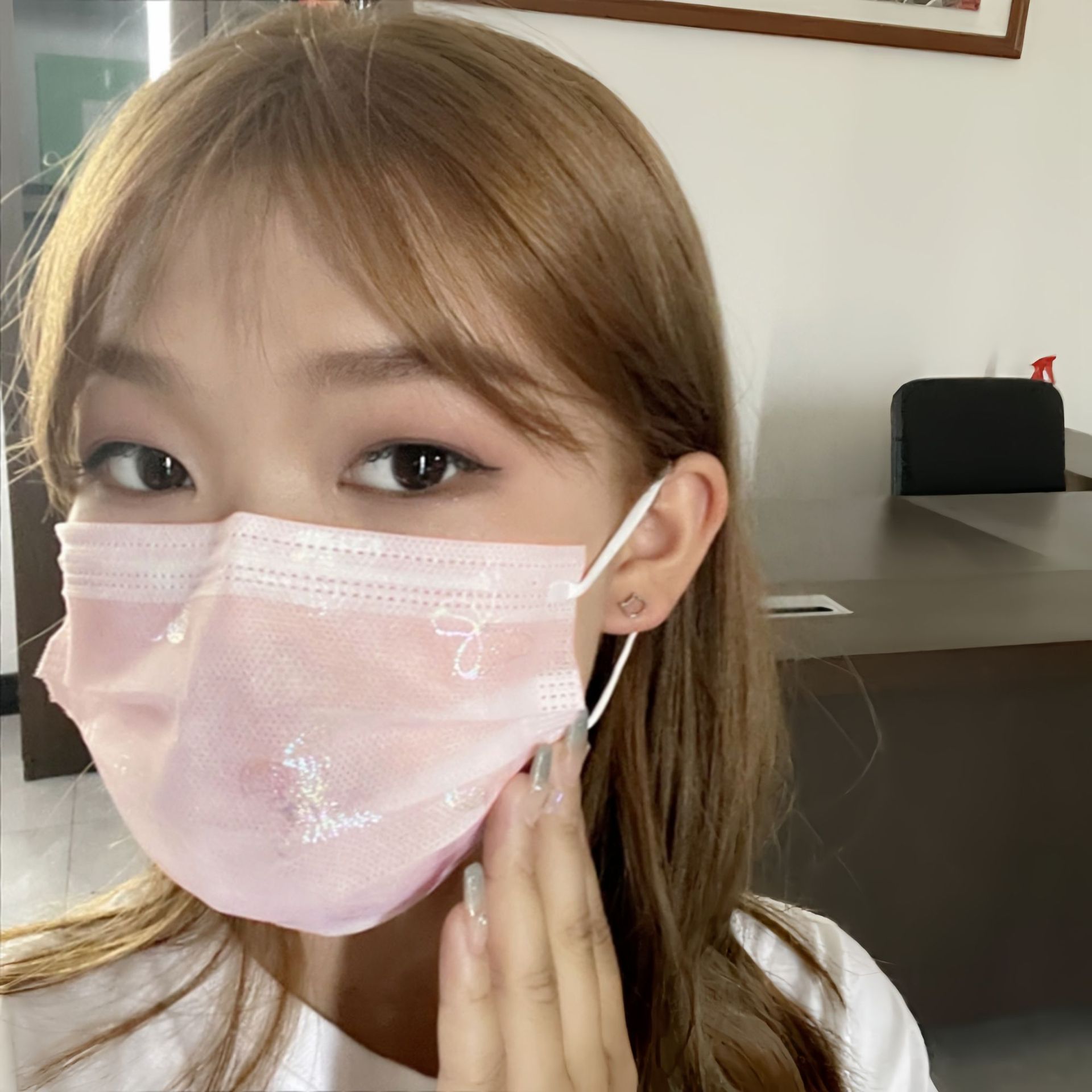 夏季一次性2层网纱口罩1层网纱1层布超轻薄透气粉彩色蝴蝶小仙女