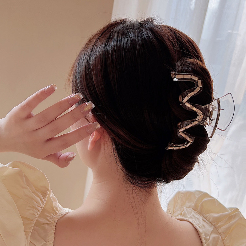 Blingキラキラ超閃波クリップ気質シンプル大後頭部ヘアクリップ怠惰風サメクリップ|undefined