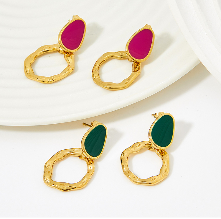 Retro Solid Color Stainless Steel Plating Drop Earrings 1 Pair display picture 4