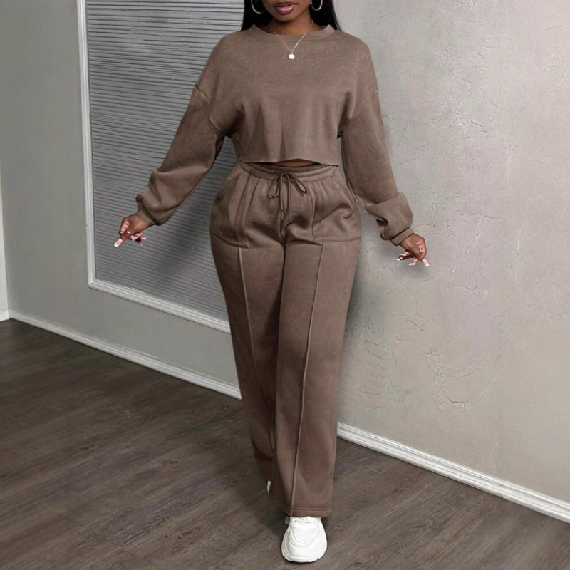 2025 Amazon Cross-Border New Casual Two-Piece Set Elastic Waist Fashion Pants Versatile Casual Comfortable Loose