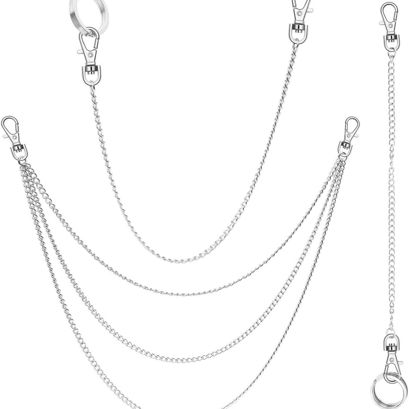 3 件套皮帶鏈口袋鏈錢包鏈褲子牛仔褲哥特配飾適合男士和女士