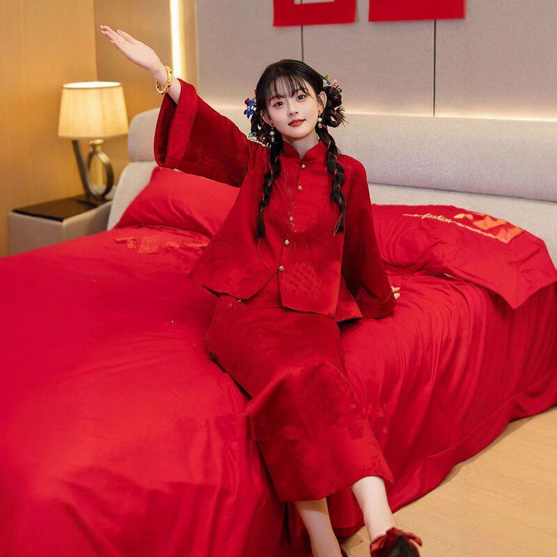 敬酒服套装2025新款小个子旗袍中式结婚订婚礼服女连衣裙影楼拍照|undefined