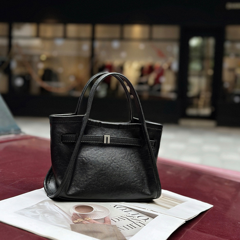 Niche Tote Bag 2026 New Arrival Top Grain Cowhide Leather Handbag Basket Bag Crossbody Bag Luxury Genuine Leather Small Bag - Thumbnail 8