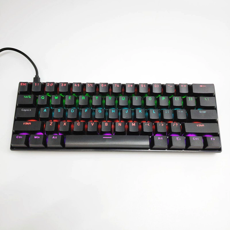 Mechanical Keyboard H61, Wired RGB Mixed-Light, Green/Red/Blue/Tea Switch Options, Compact