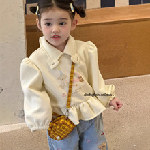 大小卷女童卫衣秋装2025新款儿童洋气中童宝宝套头长袖泡泡袖上衣