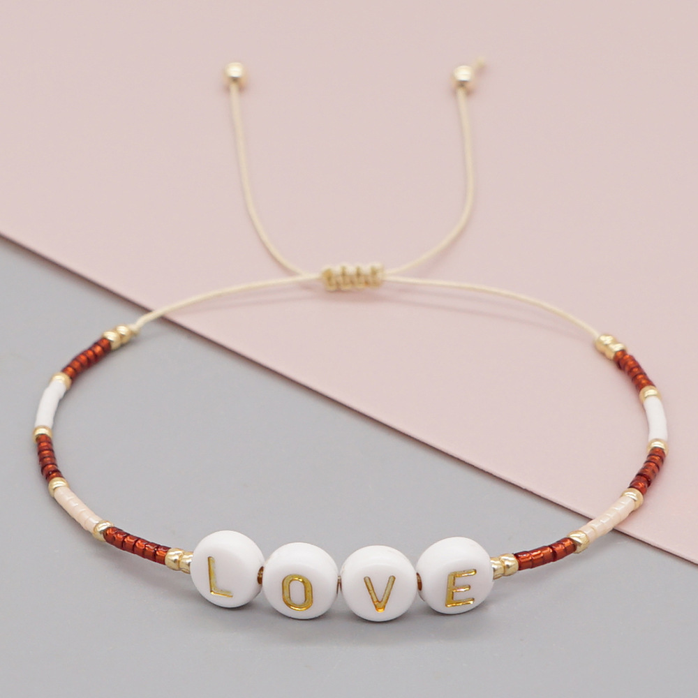 Miyuki Bead Woven Love Simple Gradient Color Couple Handmade Bracelet display picture 7