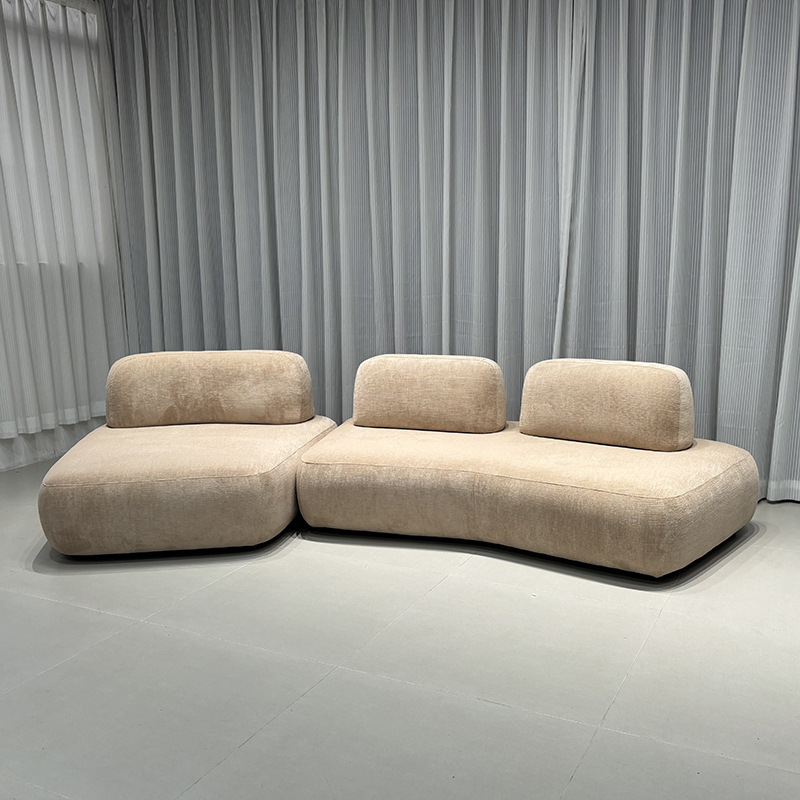 Italian Minimalist Living Room Island Fabric Sofa Removable and Washable Design Module Armless Removable Double-Sided Sitting Sofa