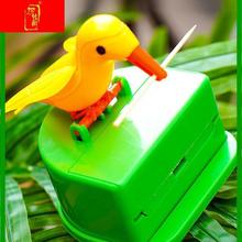 可爱小鸟牙签盒按压式牙签筒创意个性小鸟啄食家用弹出式牙签桶跨