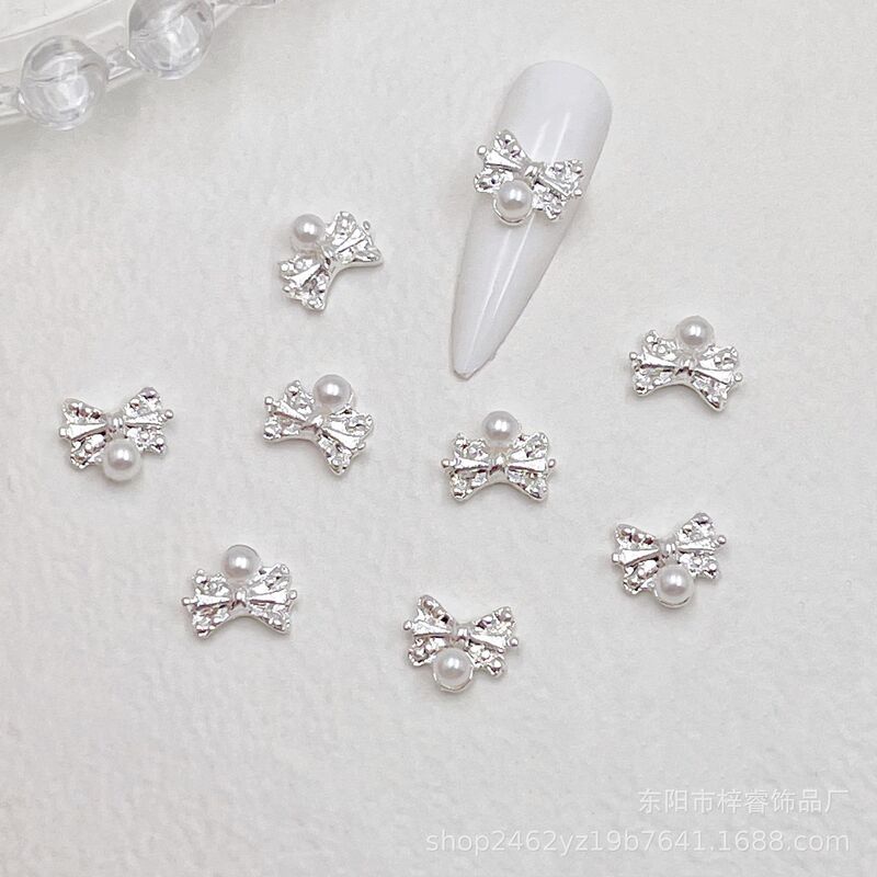Internet Celebrity Hot Alloy Nail Art Jewelry Ins Light Luxury Pearl Bow Nail Diamond Nail Art Stickers Wholesale Internet Celebrity Hot Alloy Nail Art Jewelry Ins Light Luxury Pearl Bow Nail Diamond Nail Art Stickers Wholesale