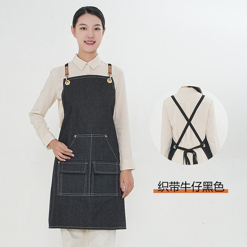 Delantal de lona gruesa de una sola capa con bolsillo cubierta de la leche Barber té Tienda ropa de trabajo extraíble de cuero logo estudio delantal