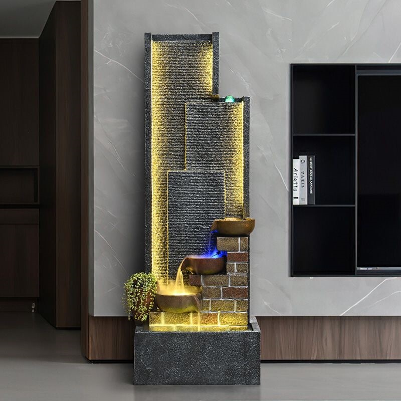 Living Room Water Curtain Wall, Rockery, Flowing Water Fountain, Villa Fish Pond, Garden Arrangement, Screen Decoration, Landscape Floor-Standing Ornament Living Room Water Curtain Wall, Rockery, Flowing Water Fountain, Villa Fish Pond, Garden Arrangement, Screen Decoration, Landscape Floor-Standing Ornament