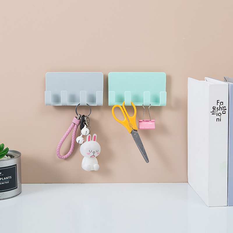 Adhesivo creativo soporte de carga del teléfono móvil soporte de carga de la tableta pared transparente 4 gancho de almacenamiento rack