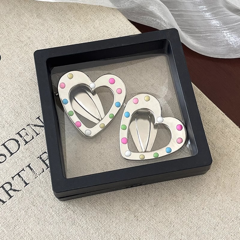 Punto de color goteo de aceite de plata clip de cabello de metal para mujeres nuevo clip lateral de goteo de agua clip de cabello de cabeza clip de cabello frente joyería clip de frangeo