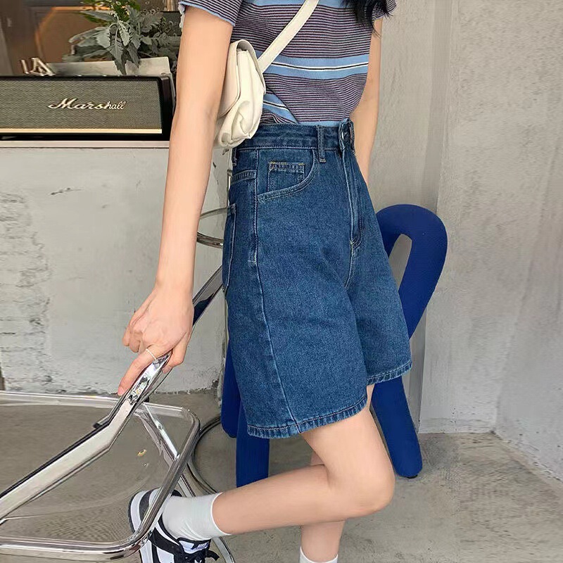 High-Waisted Denim Shorts for Women Summer Loose 2025 New A-Line Straight Wide-Leg Five-Quarter Pants Thin Slimming Look Mid-Pants High-Waisted Denim Shorts for Women Summer Loose 2025 New A-Line Straight Wide-Leg Five-Quarter Pants Thin Slimming Look Mid-Pants