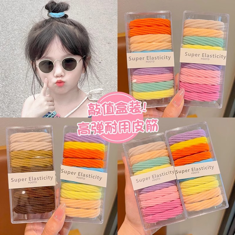 Niños coloridos anillo de cabello grande 2024 nueva chica atado cabello de cola de caballo alta bolas de cabello adornamiento de banda elástica alta