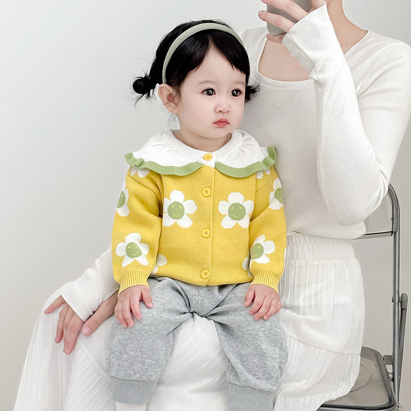 婴儿秋装套装2025新款女宝宝毛衣卫裤分体两件套女童早秋外套衣服|undefined