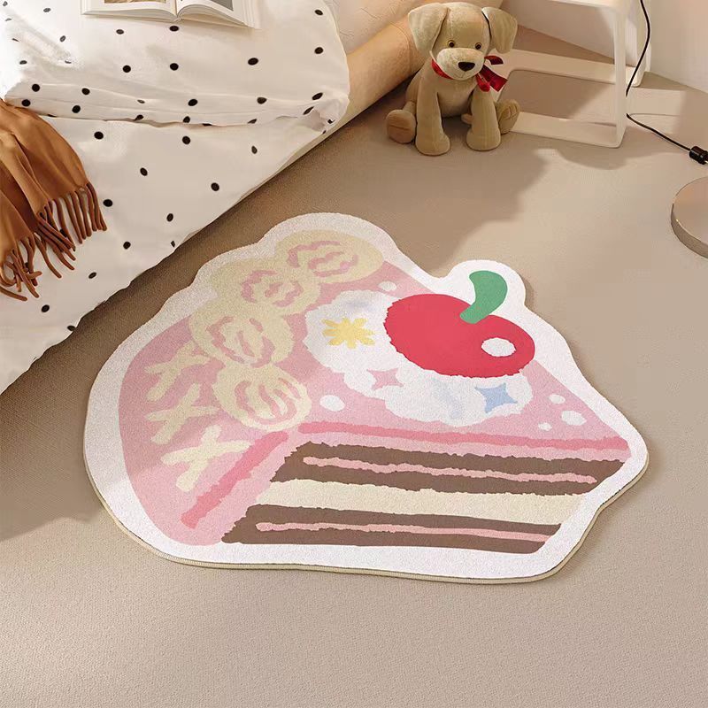 Cute Girly Heart-Shaped Imitation Cashmere Carpet, Wear-Resistant and Non-Slip, Bedroom Bedside Blanket, Cool and Plush Home Floor Mat