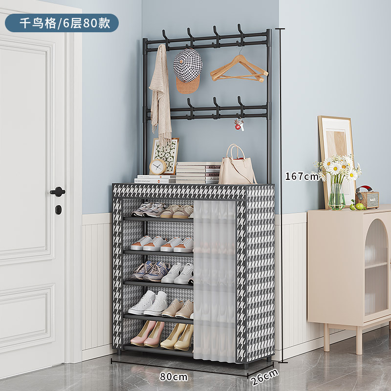 Zapatero a prueba de polvo, estante para zapatos y sombreros de piso para el hogar de varias capas, perchero en la puerta de la sala de estar, estante de almacenamiento de alquiler