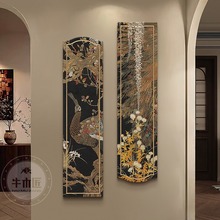 新中式玄关装饰画宋代美学竖版长条挂画中国风花鸟茶室背景墙壁画